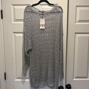 Zara Metallic Silver Women's Sweater